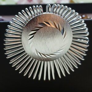 Vintage 1970s West Germany Silver Tone Round Scarf Clip #6